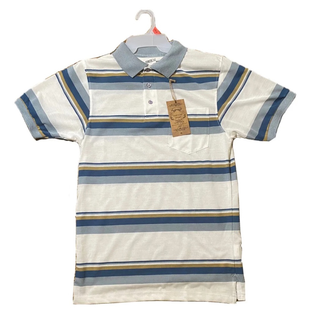 Vertical Sport Mens Striped Short Sleeve Polo Shirt Size M New With Tags 🏷️